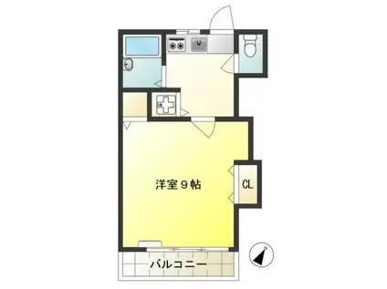 アバンI(1K/2階)の間取り写真