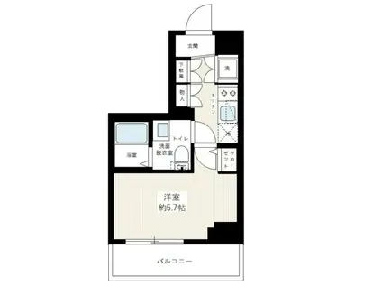 イアース横濱赤門(1K/2階)の間取り写真