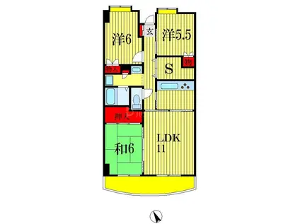 レジデンス穴川(3LDK/5階)の間取り写真