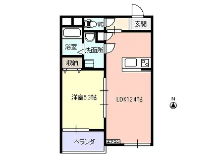トラスティM(1LDK/2階)の間取り写真