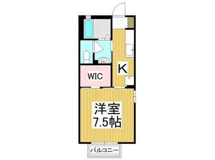 ディアスベアートB棟(1K/2階)の間取り写真