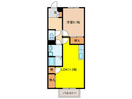 セディアスII(1LDK/1階)の間取り写真