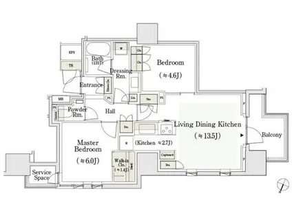 パークホームズ日本橋時の鐘通(2LDK/2階)の間取り写真