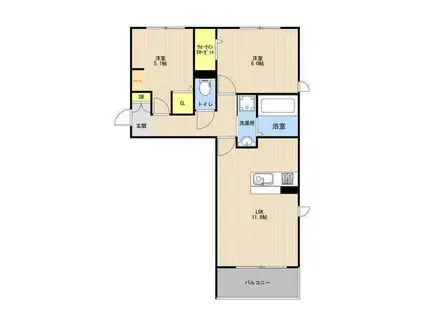 セキュレア合志(2LDK/1階)の間取り写真