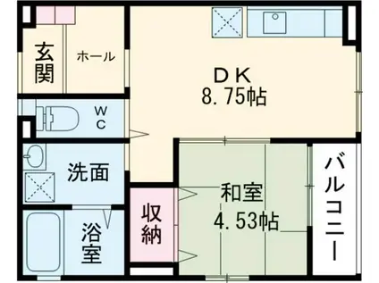 クレストハウス天神の丘(1LDK/1階)の間取り写真