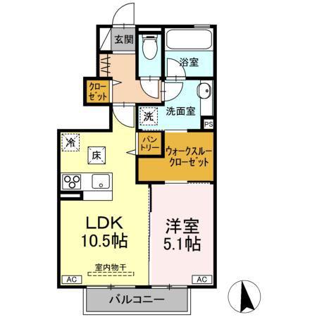 福島交通飯坂線 笹谷駅 徒歩4分 2階建 築1年(1LDK/1階)の間取り写真