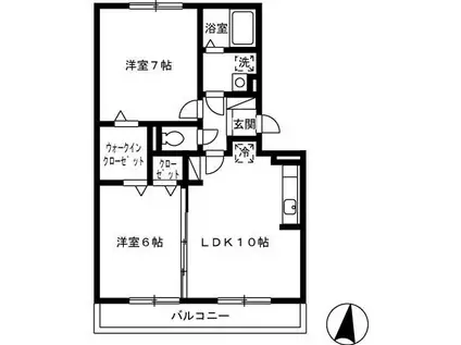 フォンティーヌ(2LDK/3階)の間取り写真