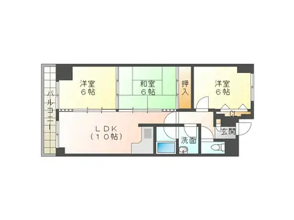 サンシティ苫小牧(3LDK/2階)の間取り写真