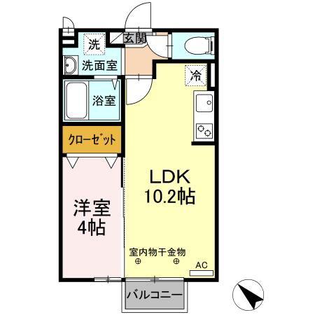 セジュール大川A棟(1LDK/2階)の間取り写真