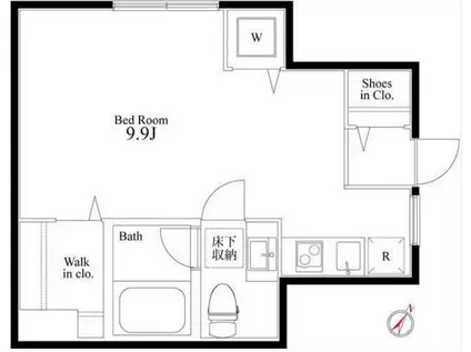 アリュイッテ柴又(1K/1階)の間取り写真