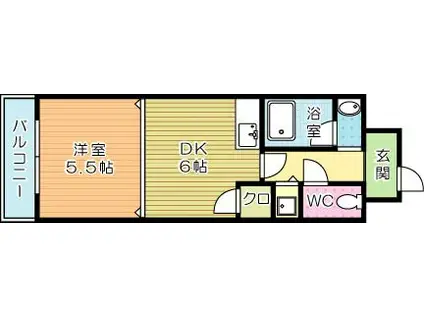 LEAD大手町(1DK/2階)の間取り写真