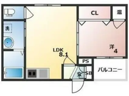 GRANDIR姫路京口(1LDK/2階)の間取り写真
