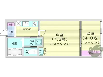 ジャスティス(2K/2階)の間取り写真