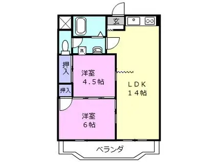 ガーデンヒルズ2号館(2LDK/1階)の間取り写真