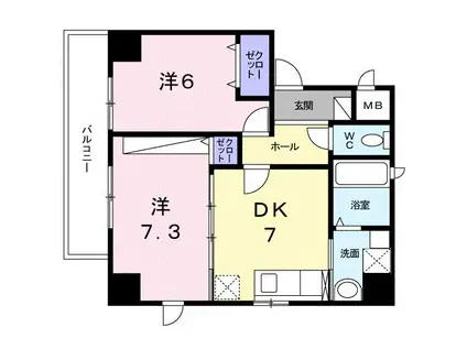 エムズシャングリラ(2DK/3階)の間取り写真