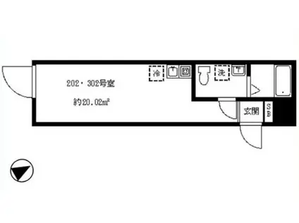 ドミールK西荻南(ワンルーム/3階)の間取り写真