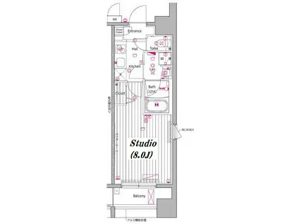 ガーラ・プレシャス東麻布(1K/2階)の間取り写真