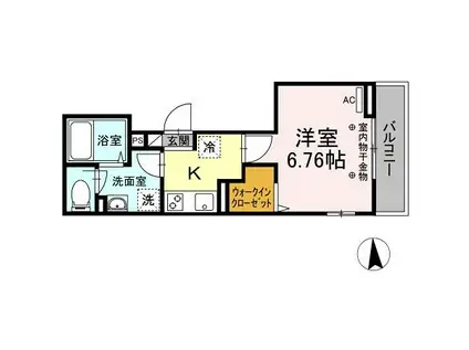 プラシード(1K/2階)の間取り写真