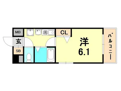 エステムコート神戸西II(1K/2階)の間取り写真
