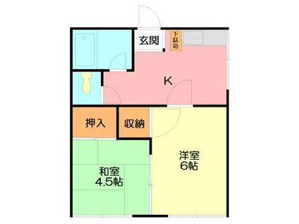 みどりハウス(2K/2階)の間取り写真