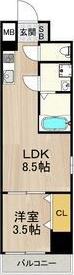 コートエスト都島(1LDK/1階)の間取り写真