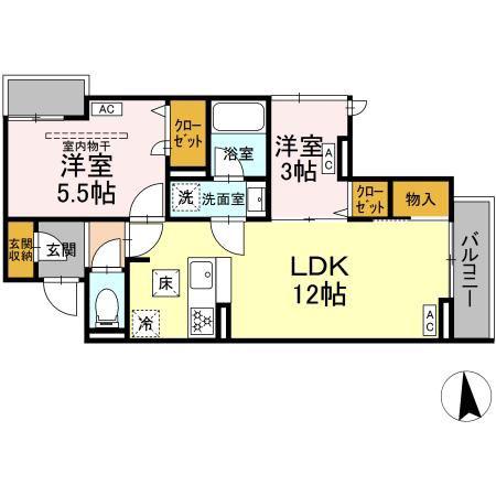 セレスティア東保木間II(2LDK/3階)の間取り写真