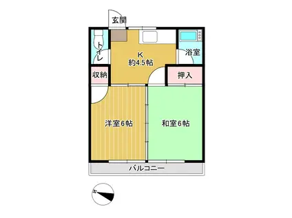 第二コーポやまと(2K/2階)の間取り写真