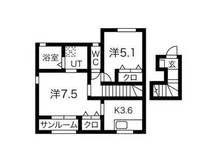 クローバー(2K/2階)の間取り写真