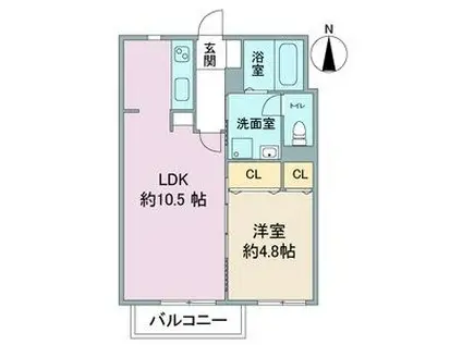 ベルコリーヌ(1LDK/2階)の間取り写真