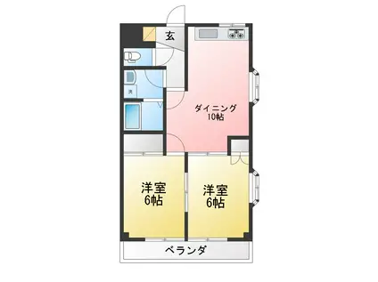 メゾフォルテ二俣川(2LDK/3階)の間取り写真