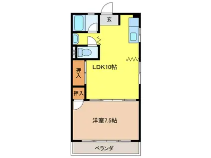 ハイツ松野(1LDK/2階)の間取り写真