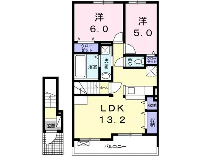 ハレ オオノ II(2LDK/2階)の間取り写真