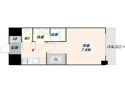 エグゼ大阪城(1K/4階)の間取り写真