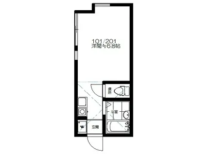 フラット阿佐ヶ谷(ワンルーム/2階)の間取り写真
