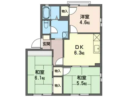 ラヴェール・タウンII(3DK/1階)の間取り写真