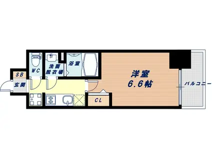 プレサンス立売堀ベルヴィル(1K/6階)の間取り写真