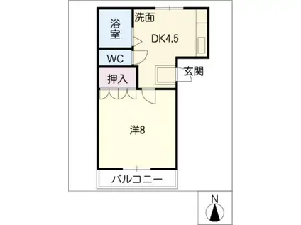ハイツもみの木 B棟(1DK/1階)の間取り写真