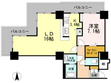 品川シーサイドビュータワーI(1LDK/7階)の間取り写真