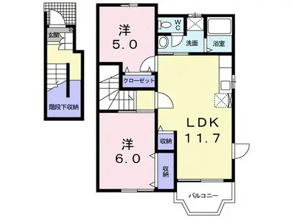 サンライト切田(2LDK/2階)の間取り写真