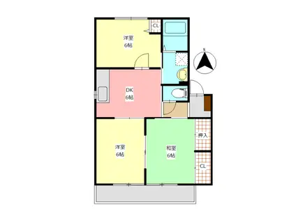 エマーユ城南E(3DK/2階)の間取り写真