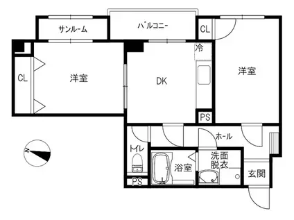 エクセルコートJOY(2DK/3階)の間取り写真