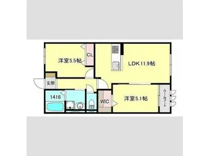 東垂水アパート 北棟(2LDK/2階)の間取り写真