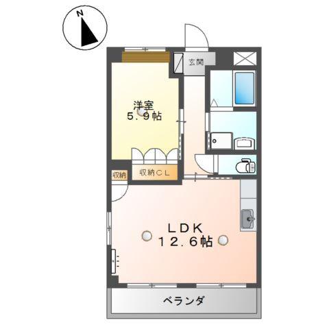 ルミナス・コート(1LDK/2階)の間取り写真