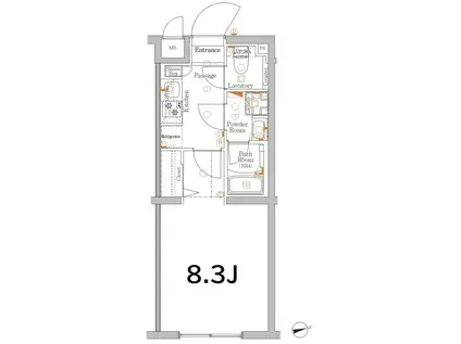 XEBEC経堂(1K/3階)の間取り写真