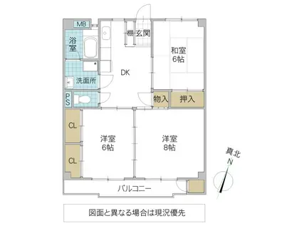 CASA F(3DK/4階)の間取り写真