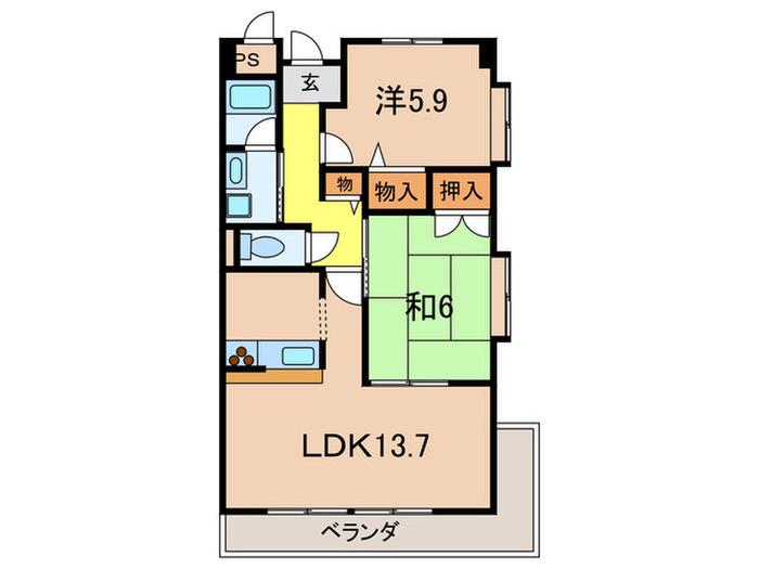 アリビオ(2LDK/5階)の間取り写真