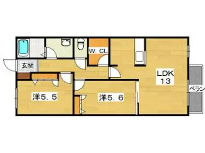セイ・グレイス郡津(2LDK/2階)の間取り写真