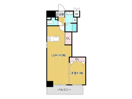 エルザグランツ中津口 (1LDK/4階)の間取り写真