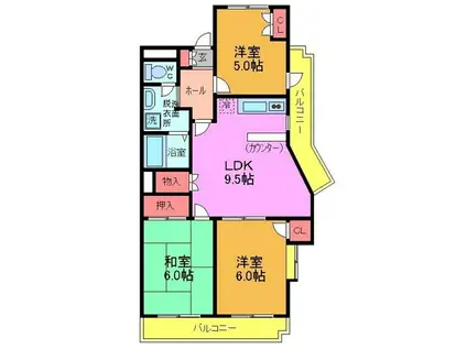 サンビーム行徳(3DK/1階)の間取り写真