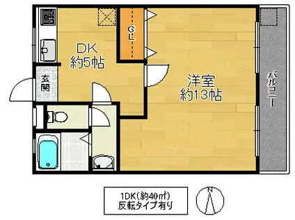 第2クリスタルハイツ(1DK/1階)の間取り写真
